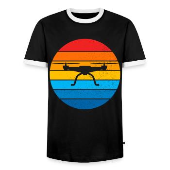 Drone Drone Pilot Drone Operator Quadcopter - Men's Ringer Shirt - black/white - Front - AI Model Female 172 light (172cm) & AI Model Male 178 light (178cm)