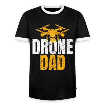 Drone Dad Drone Pilot Drone Operator - Men's Ringer Shirt - black/white - Front - AI Model Female 172 light (172cm) & AI Model Male 178 light (178cm)
