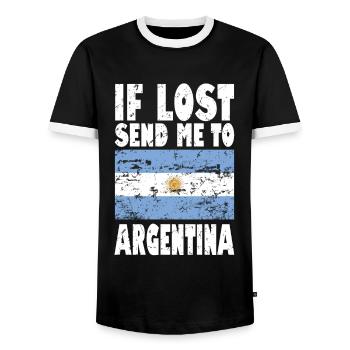 Drapeau de l’Argentine - T-shirt contrasté Homme - noir/blanc - Devant - AI Model Female 172 light (172cm) & AI Model Male 178 light (178cm)