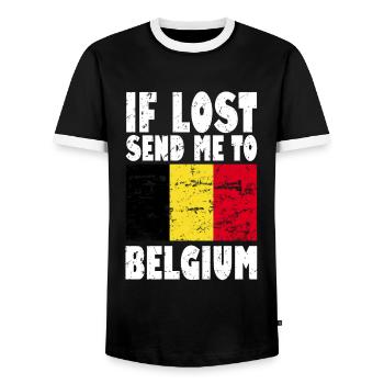 Belgien Flagge Spruch - Männer Kontrast-T-Shirt - Schwarz/Weiß - Vorne - AI Model Female 172 light (172cm) & AI Model Male 178 light (178cm)