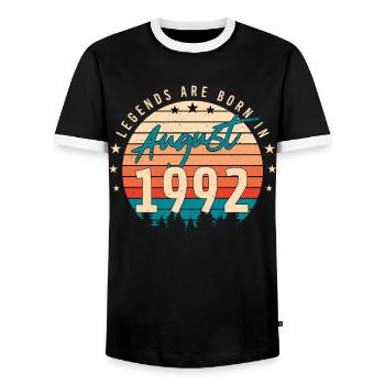 A l’âge de 30 août 1992 - T-shirt contrasté Homme - noir/blanc - Devant - AI Model Female 172 light (172cm) & AI Model Male 178 light (178cm)