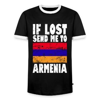 Drapeau de l’Arménie - T-shirt contrasté Homme - noir/blanc - Devant - AI Model Female 172 light (172cm) & AI Model Male 178 light (178cm)