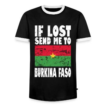 Slogan du drapeau du Burkina Faso - T-shirt contrasté Homme - noir/blanc - Devant - AI Model Female 172 light (172cm) & AI Model Male 178 light (178cm)