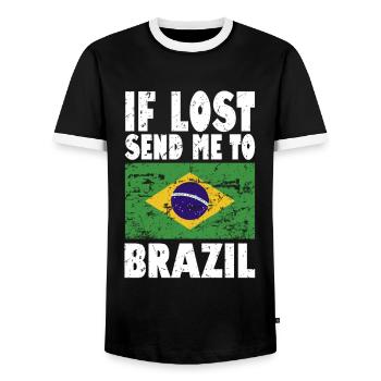 Brasilien Flagge Spruch - Männer Kontrast-T-Shirt - Schwarz/Weiß - Vorne - AI Model Female 172 light (172cm) & AI Model Male 178 light (178cm)