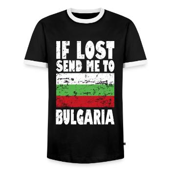 Dicton du drapeau de la Bulgarie - T-shirt contrasté Homme - noir/blanc - Devant - AI Model Female 172 light (172cm) & AI Model Male 178 light (178cm)