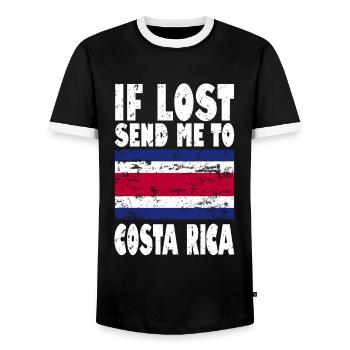 Costa Rica Flag Saying - Men's Ringer Shirt - black/white - Front - AI Model Female 172 light (172cm) & AI Model Male 178 light (178cm)