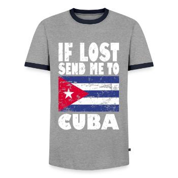 Drapeau de Cuba - T-shirt contrasté Homme - gris/marine  - Devant - AI Model Female 172 light (172cm) & AI Model Male 178 light (178cm)