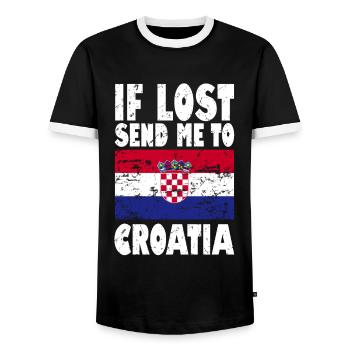 Croatia Flag Saying - Men's Ringer Shirt - black/white - Front - AI Model Female 172 light (172cm) & AI Model Male 178 light (178cm)