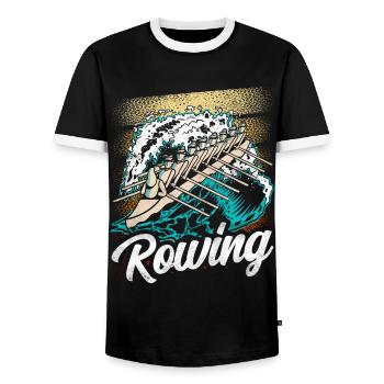 Rowing Rowing Rowing Rowing Boat Rowing Rower - Men's Ringer Shirt - black/white - Front - AI Model Female 172 light (172cm) & AI Model Male 178 light (178cm)