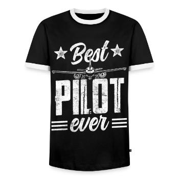 Der Beste Pilot Aller Zeiten Kleinflugzeug Jet - Männer Kontrast-T-Shirt - Schwarz/Weiß - Vorne - AI Model Female 172 light (172cm) & AI Model Male 178 light (178cm)
