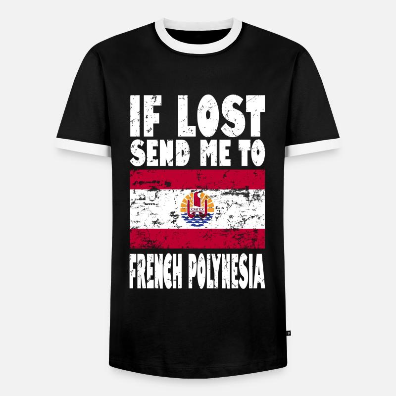 French Polynesia Flag Saying - Men's Ringer Shirt - black/white
