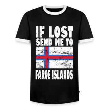Drapeau des îles Féroé - T-shirt contrasté Homme - noir/blanc - Devant - AI Model Female 172 light (172cm) & AI Model Male 178 light (178cm)