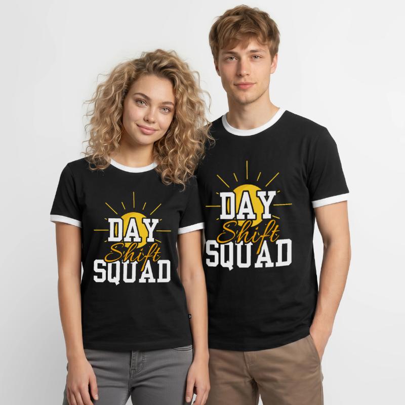 Day Shift Squad Shift Work Shift Work Men's Ringer Shirt