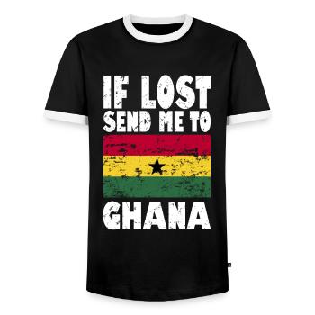 Ghana Flag Saying - Men's Ringer Shirt - black/white - Front - AI Model Female 172 light (172cm) & AI Model Male 178 light (178cm)