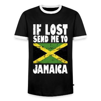 Jamaica Flag Saying - Men's Ringer Shirt - black/white - Front - AI Model Female 172 light (172cm) & AI Model Male 178 light (178cm)