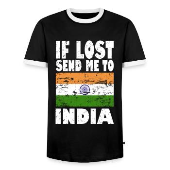 India Flag Saying - Men's Ringer Shirt - black/white - Front - AI Model Female 172 light (172cm) & AI Model Male 178 light (178cm)