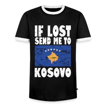 Kosovo Flagge Spruch - Männer Kontrast-T-Shirt - Schwarz/Weiß - Vorne - AI Model Female 172 light (172cm) & AI Model Male 178 light (178cm)