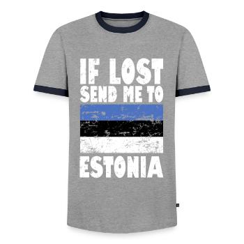 Drapeau de l’Estonie - T-shirt contrasté Homme - gris/marine  - Devant - AI Model Female 172 light (172cm) & AI Model Male 178 light (178cm)