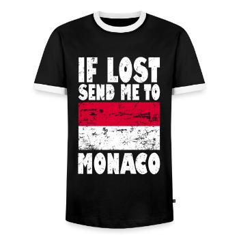Drapeau de Monaco - T-shirt contrasté Homme - noir/blanc - Devant - AI Model Female 172 light (172cm) & AI Model Male 178 light (178cm)