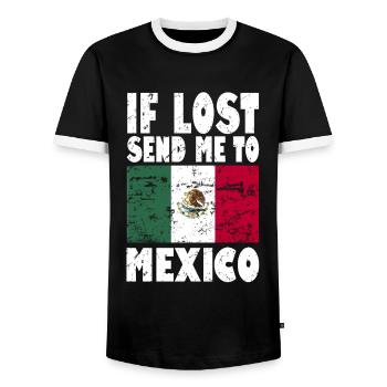 Mexico Flag Saying - Men's Ringer Shirt - black/white - Front - AI Model Female 172 light (172cm) & AI Model Male 178 light (178cm)
