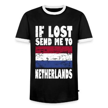 Drapeau des Pays-Bas - T-shirt contrasté Homme - noir/blanc - Devant - AI Model Female 172 light (172cm) & AI Model Male 178 light (178cm)