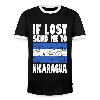 Nicaragua Flag Saying - Men's Ringer Shirt - black/white - Front - AI Model Female 172 light (172cm) & AI Model Male 178 light (178cm)