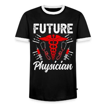 Futur Docteur Médecine Profession médicale - T-shirt contrasté Homme - noir/blanc - Devant - AI Model Female 172 light (172cm) & AI Model Male 178 light (178cm)