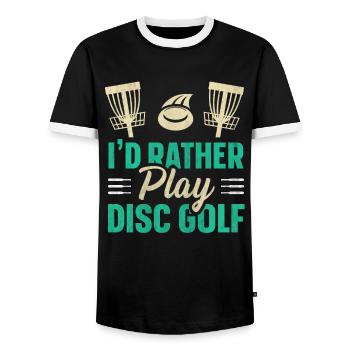 Retro Sunset Je préfère jouer au Disc Golf - T-shirt contrasté Homme - noir/blanc - Devant - AI Model Female 172 light (172cm) & AI Model Male 178 light (178cm)