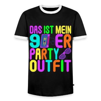 90er Party 90er Jahre - Männer Kontrast-T-Shirt - Schwarz/Weiß - Vorne - AI Model Female 172 light (172cm) & AI Model Male 178 light (178cm)
