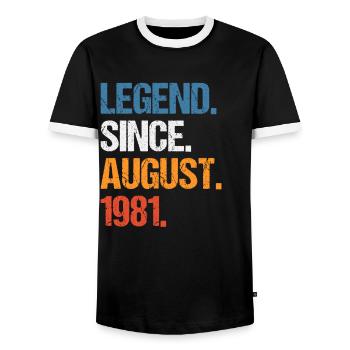 Legend Since August 1981 Geburtstag - Männer Kontrast-T-Shirt - Schwarz/Weiß - Vorne - AI Model Female 172 light (172cm) & AI Model Male 178 light (178cm)