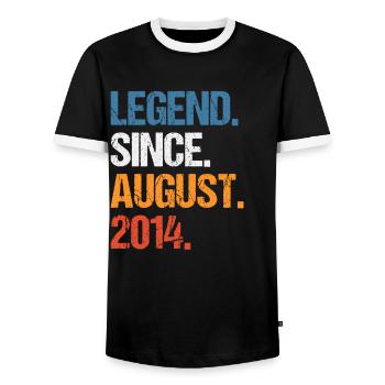 Légende depuis août 2014 Anniversaire - T-shirt contrasté Homme - noir/blanc - Devant - AI Model Female 172 light (172cm) & AI Model Male 178 light (178cm)