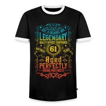 Vintage Légendaire - Vieilli parfaitement 61ème anniversaire - T-shirt contrasté Homme - noir/blanc - Devant - AI Model Female 172 light (172cm) & AI Model Male 178 light (178cm)