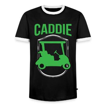 Caddie Profession Golfer Golf Golf - Men's Ringer Shirt - black/white - Front - AI Model Female 172 light (172cm) & AI Model Male 178 light (178cm)