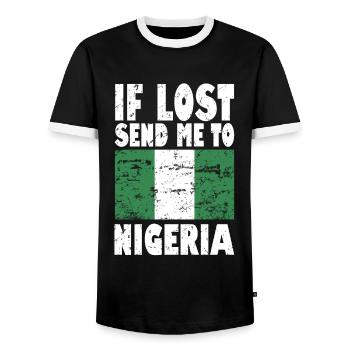 Nigeria Flag Saying - Men's Ringer Shirt - black/white - Front - AI Model Female 172 light (172cm) & AI Model Male 178 light (178cm)