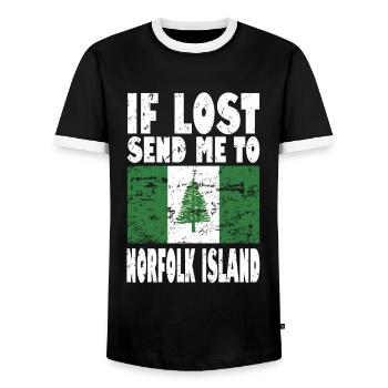 Drapeau de l’île Norfolk - T-shirt contrasté Homme - noir/blanc - Devant - AI Model Female 172 light (172cm) & AI Model Male 178 light (178cm)