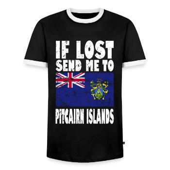 Pitcairninseln Flagge Spruch - Männer Kontrast-T-Shirt - Schwarz/Weiß - Vorne - AI Model Female 172 light (172cm) & AI Model Male 178 light (178cm)