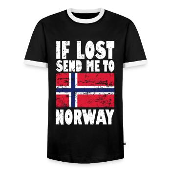 Norway Flag Saying - Men's Ringer Shirt - black/white - Front - AI Model Female 172 light (172cm) & AI Model Male 178 light (178cm)