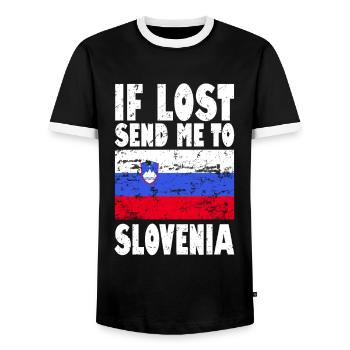 Slovenia Flag Saying - Men's Ringer Shirt - black/white - Front - AI Model Female 172 light (172cm) & AI Model Male 178 light (178cm)