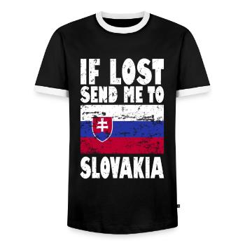 Slovakia Flag Saying - Men's Ringer Shirt - black/white - Front - AI Model Female 172 light (172cm) & AI Model Male 178 light (178cm)