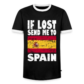 Spain Flag Saying - Men's Ringer Shirt - black/white - Front - AI Model Female 172 light (172cm) & AI Model Male 178 light (178cm)