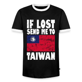 Drapeau de Taïwan - T-shirt contrasté Homme - noir/blanc - Devant - AI Model Female 172 light (172cm) & AI Model Male 178 light (178cm)