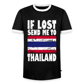 Thailand Flagge Spruch - Männer Kontrast-T-Shirt - Schwarz/Weiß - Vorne - AI Model Female 172 light (172cm) & AI Model Male 178 light (178cm)