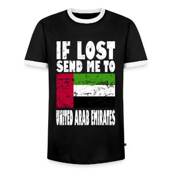United Arab Emirates Flag Saying - Men's Ringer Shirt - black/white - Front - AI Model Female 172 light (172cm) & AI Model Male 178 light (178cm)