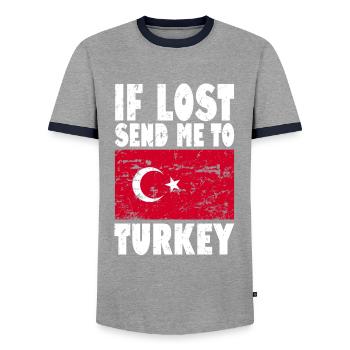 Drapeau de la Turquie - T-shirt contrasté Homme - gris/marine  - Devant - AI Model Female 172 light (172cm) & AI Model Male 178 light (178cm)