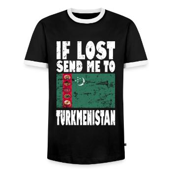 Drapeau du Turkménistan - T-shirt contrasté Homme - noir/blanc - Devant - AI Model Female 172 light (172cm) & AI Model Male 178 light (178cm)