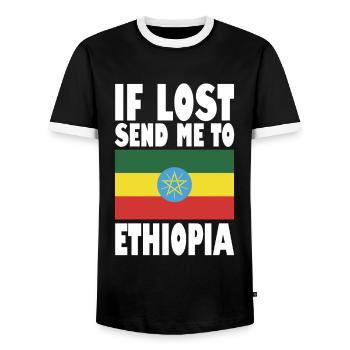 Ethiopia Flag Saying - Men's Ringer Shirt - black/white - Front - AI Model Female 172 light (172cm) & AI Model Male 178 light (178cm)