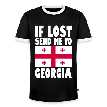 Drapeau de géorgie Disant - T-shirt contrasté Homme - noir/blanc - Devant - AI Model Female 172 light (172cm) & AI Model Male 178 light (178cm)
