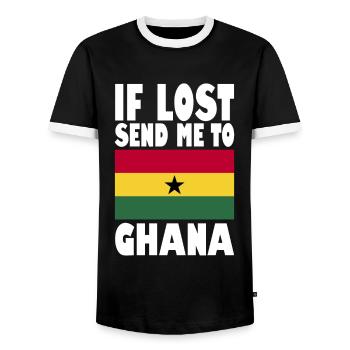 Ghana Flag Saying - Men's Ringer Shirt - black/white - Front - AI Model Female 172 light (172cm) & AI Model Male 178 light (178cm)