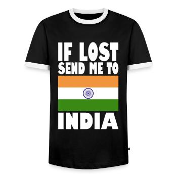 India Flag Saying - Men's Ringer Shirt - black/white - Front - AI Model Female 172 light (172cm) & AI Model Male 178 light (178cm)