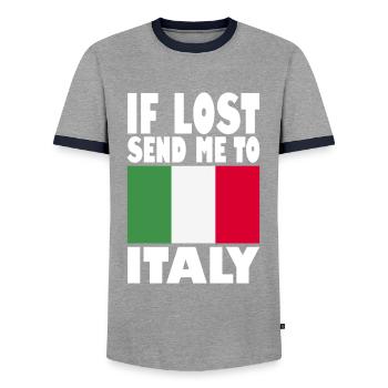 Drapeau de l’Italie - T-shirt contrasté Homme - gris/marine  - Devant - AI Model Female 172 light (172cm) & AI Model Male 178 light (178cm)
